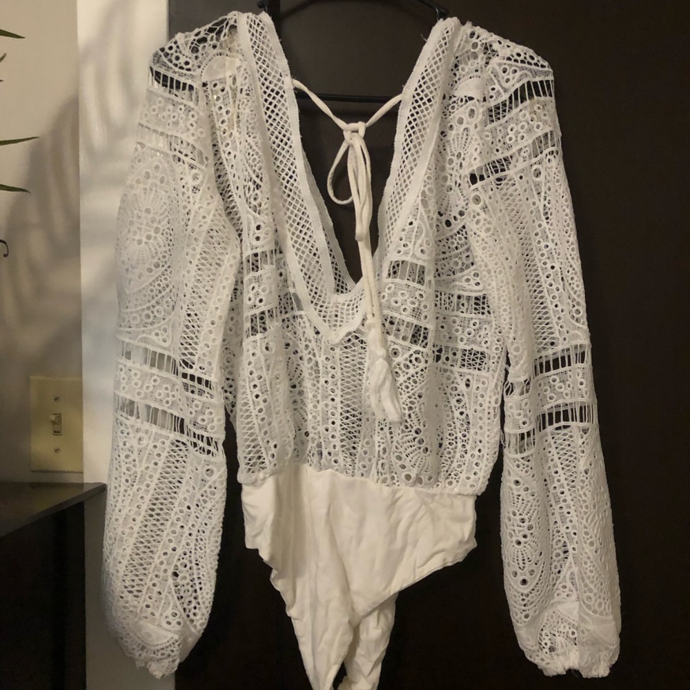 White crochet bodysuit